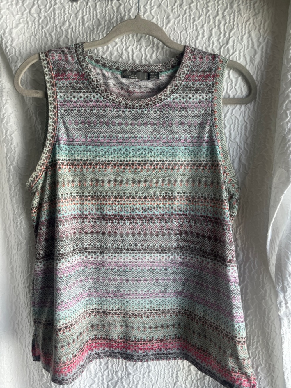 Prana Multicolor Geometric Knit Tank - Mint, Pink & Coral